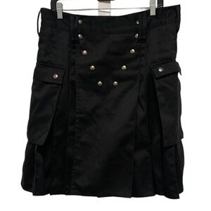 Utilikilts Black Snap Button Cargo Kilt